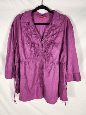 ELLE Womens Plus Peplum Top Purple Cotton Whimseygoth Fairycore 3X